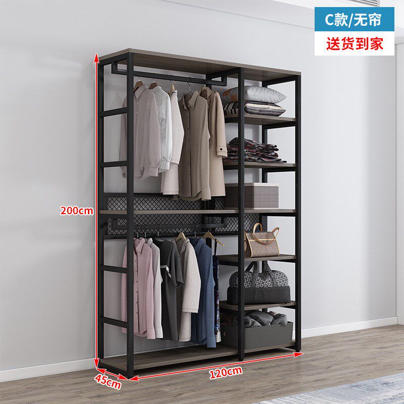 家用轻奢卧室衣帽架落地组合挂衣架出租房砌墙衣柜抽屉收纳衣帽间