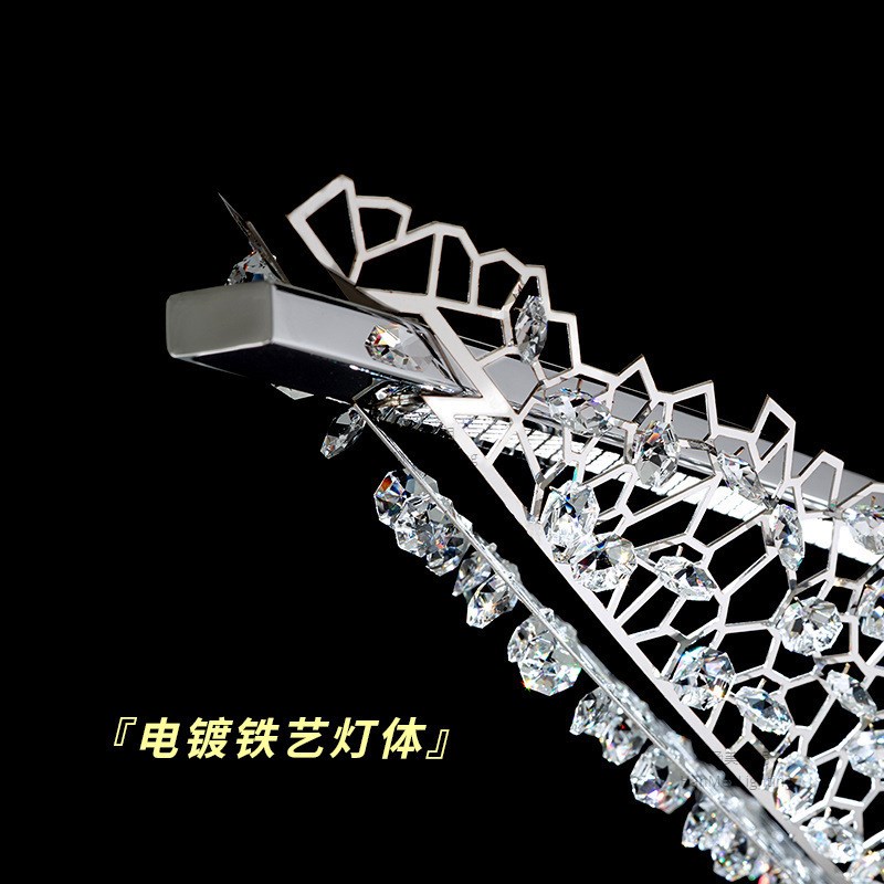 意大利轻奢风客厅水晶餐厅设计师后现代别墅岛台不锈钢吧台吊灯