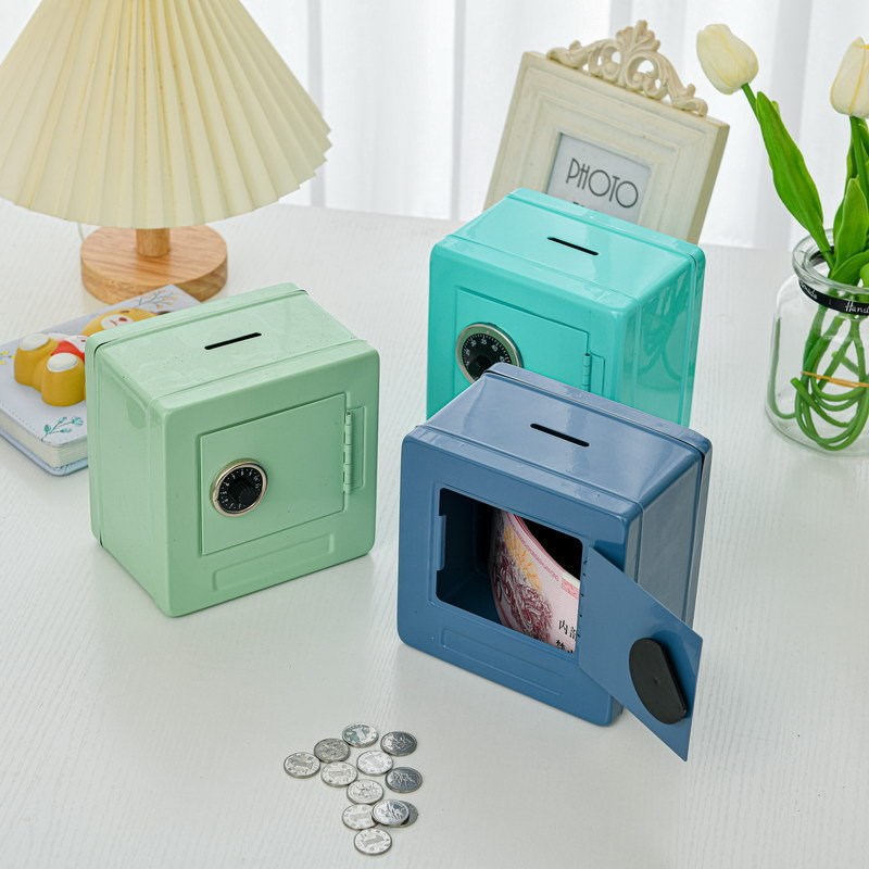 迷你金属保险箱创意儿童密码存钱储蓄罐收纳储物桌面装饰摆件