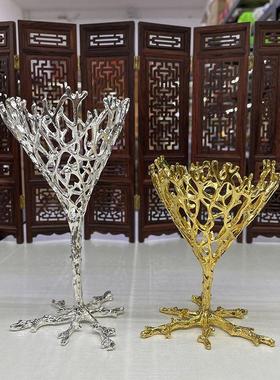 水晶球金属底座摆件托盘 金银玫瑰金金属展示支架 客厅酒柜装饰