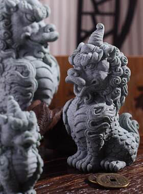 青砂石嘲风茶宠桌面摆件龙生九子瑞兽创意小装鱼缸造景