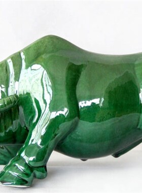 唐三彩陶瓷牛摆件黄牛生肖水牛缺角工艺品礼品办公家居客厅装饰品