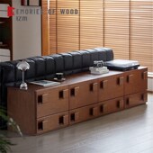 北欧实木复古床头柜卧室床头储物柜客厅沙发边柜小户型电视柜组合