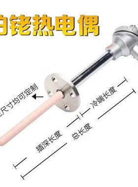 S型铂铑热电偶WRP-130B型R型0-1600度高温刚玉管热电偶温度传感器