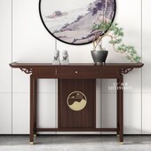 新中式 玄关桌条案实木客厅入户轻奢门厅供桌靠墙案几乌金木玄关柜