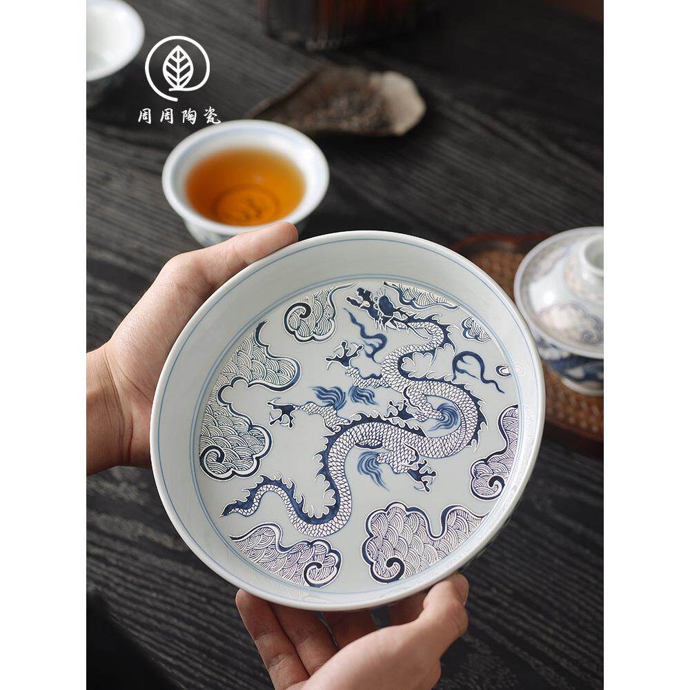 手包银青花龙纹壶,干泡茶桌,单层茶座,水果盘,养壶垫碟