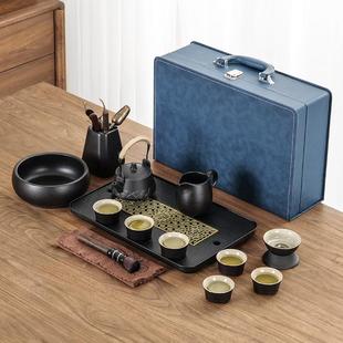 家用轻奢高档办公室会客中式 功夫茶具套装 陶瓷茶杯泡茶小茶台礼盒