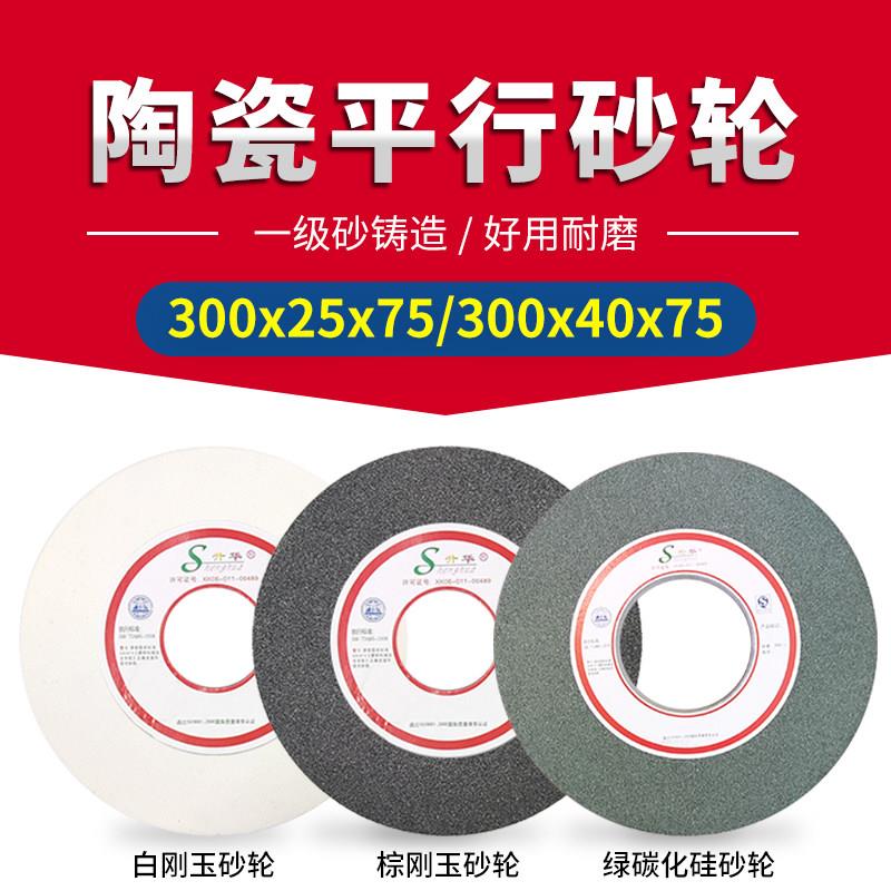 平型磨床砂轮机打磨片陶瓷平行砂轮300x25/40x75白棕刚玉绿碳化硅