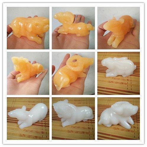 招财白玉鼠牛虎兔龙蛇马羊猴鸡狗猪摆件黄玉十二生肖家居镇宅装饰