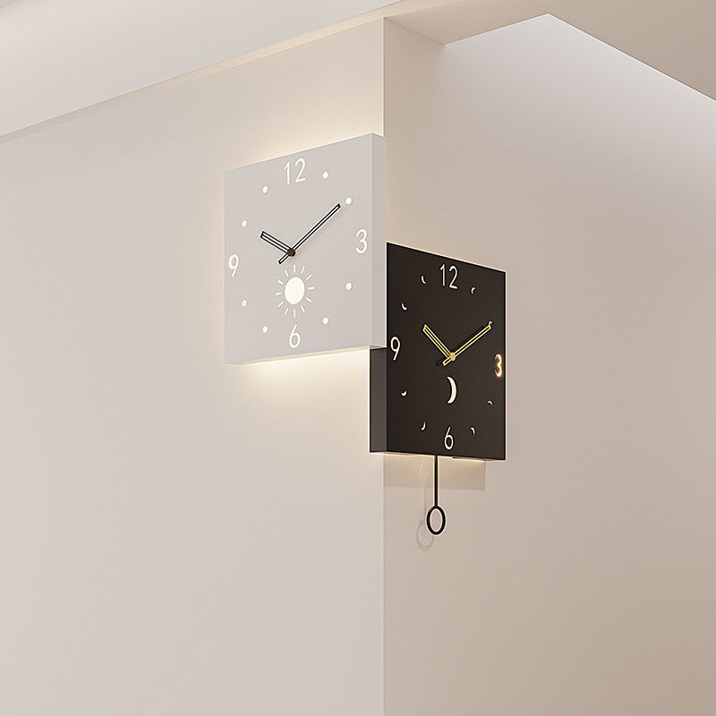 22新款现代客厅拐角面挂钟家用静音挂表转角时钟钟表