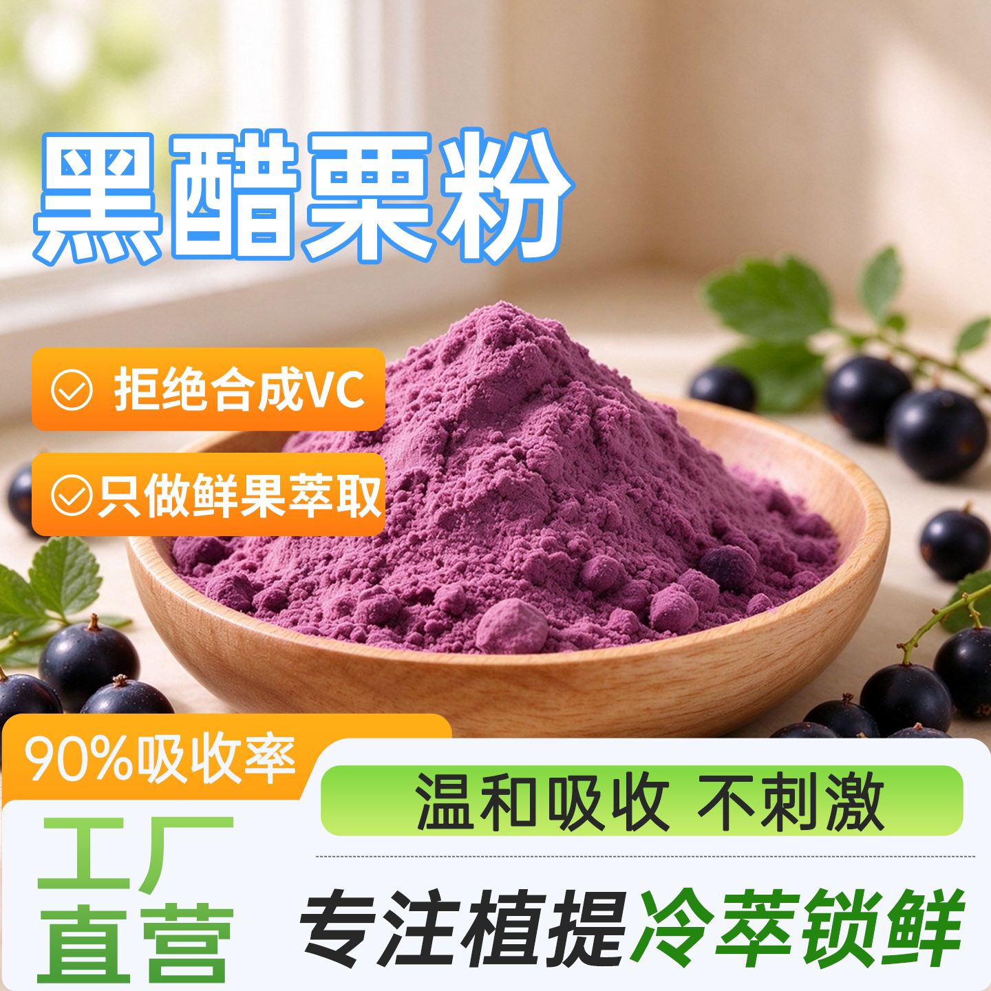 黑醋栗粉99% 黑醋栗提取物食品级冻干粉黑加仑果粉水溶性烘焙原料