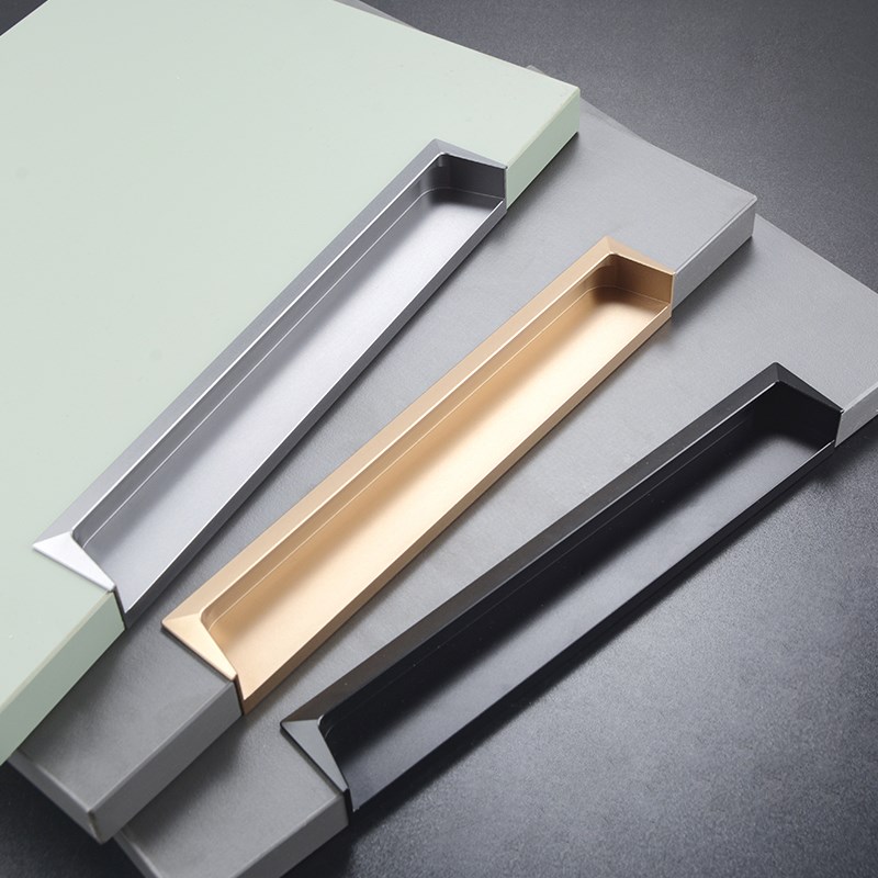 衣柜门嵌入式橱柜隐形拉手现代简约抽屉内嵌式隐藏一体成型暗把手