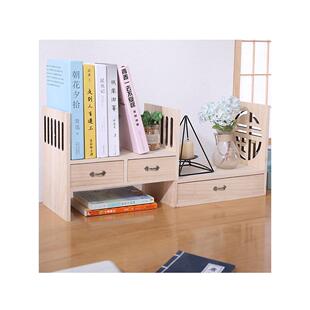 实木办公桌面收纳盒桌上置物架抽屉组合书架摆件整理架茶壶茶杯架