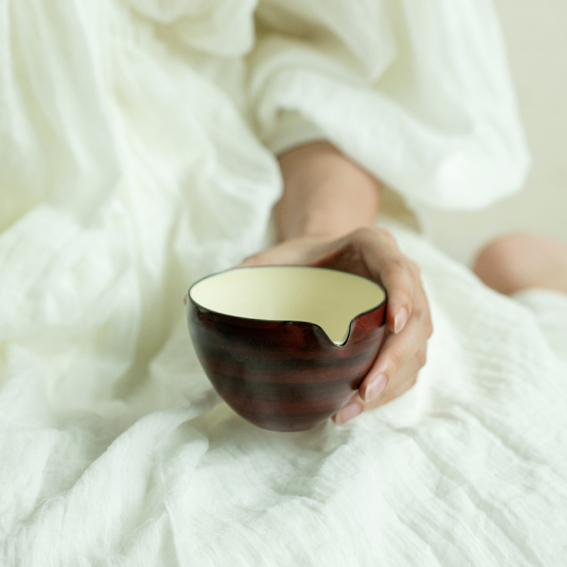 拓土粉引胭脂红公道杯家用陶瓷分茶器高档功夫单茶海会客倒茶器皿