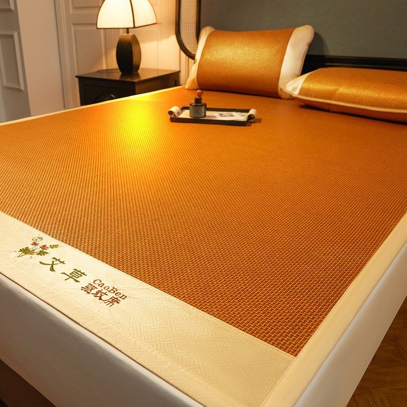 2024新款艾草加厚藤席夏季驱蚊席子裸睡可折叠凉席竹席单人新款藤,床上用品,藤席,淘宝优惠券,粉丝福利购,淘宝优惠卷