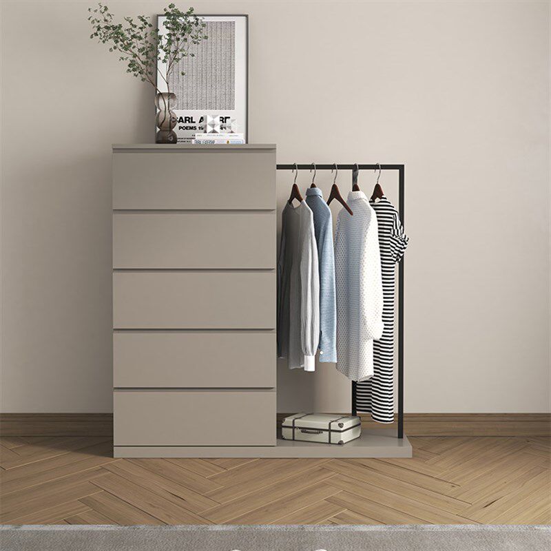 现代简约五斗柜衣帽架组合主卧多功能挂衣架床尾置物柜收纳抽屉柜