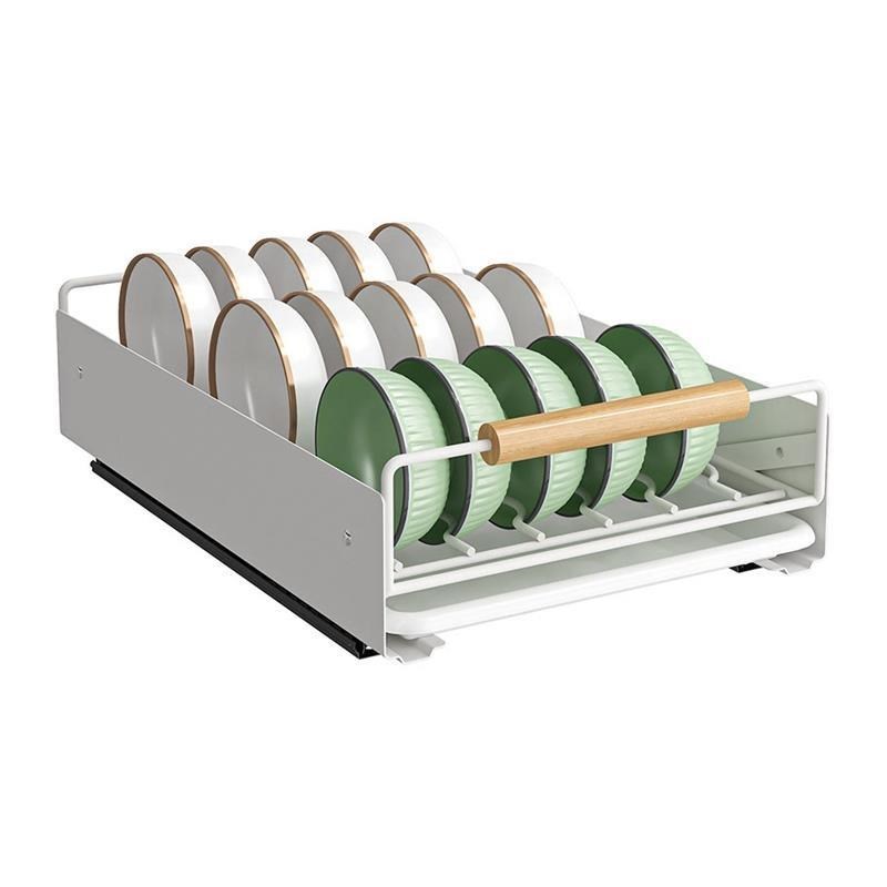 .厨房碗盘收纳架碗碟拉篮抽屉式置物架橱柜内沥水U抽拉碗篮内置碗