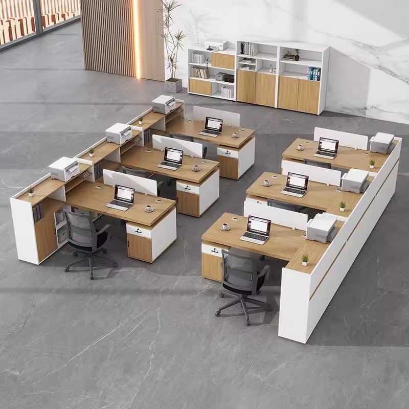 职员桌双/四2人员工桌面对面主管带高柜会计办公R桌财务桌简约现