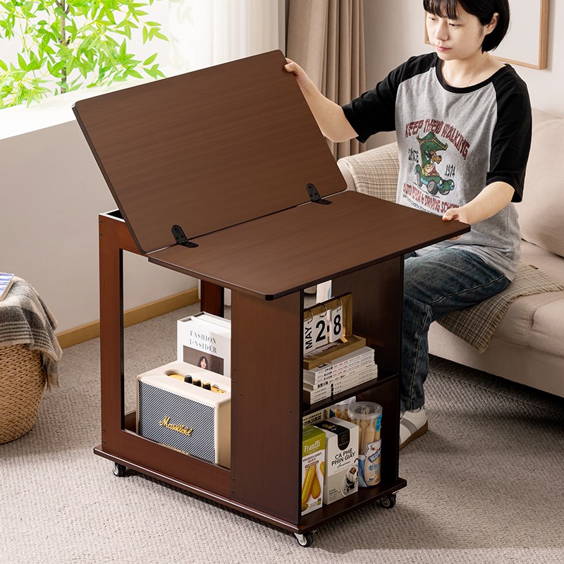 可移动边几茶几沙发边柜中古小桌子小户型折叠推车V客厅置物架实