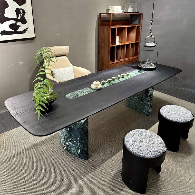 新中式实木茶桌20n25新款北美黑胡桃木茶台现代简约办公室泡茶桌