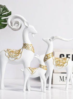 三羊开泰室内家居树脂山羊摆x件客厅桌面酒柜简约创意乔迁礼品装