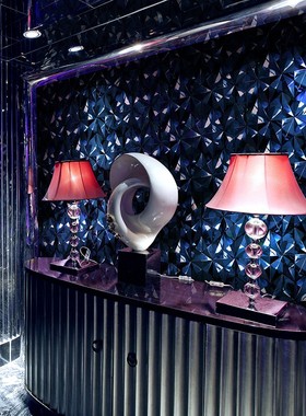 名玛汇蓝色镜面金属不锈钢马赛克瓷砖G菱形3D立体大块墙砖背景墙