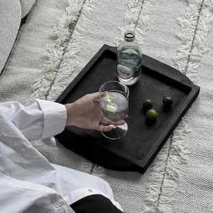 GARDEN原创碳化实木陈列摆件客厅置物商用家用茶盘木质托盘 WHITE
