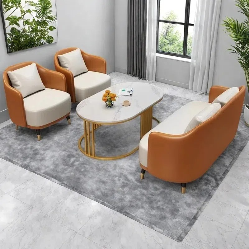 酒店商务接待沙发l休息区美容院会客售楼处办公室休闲洽谈桌椅组