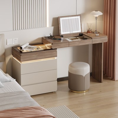 意式极简床头梳妆台斗柜一体轻奢高级感主卧化妆台2025新款化妆桌