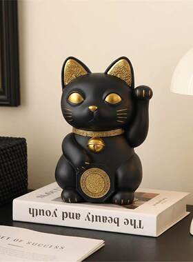 新中式招财猫摆件开业礼物开运客厅玄关电视柜桌面高级感小众软装