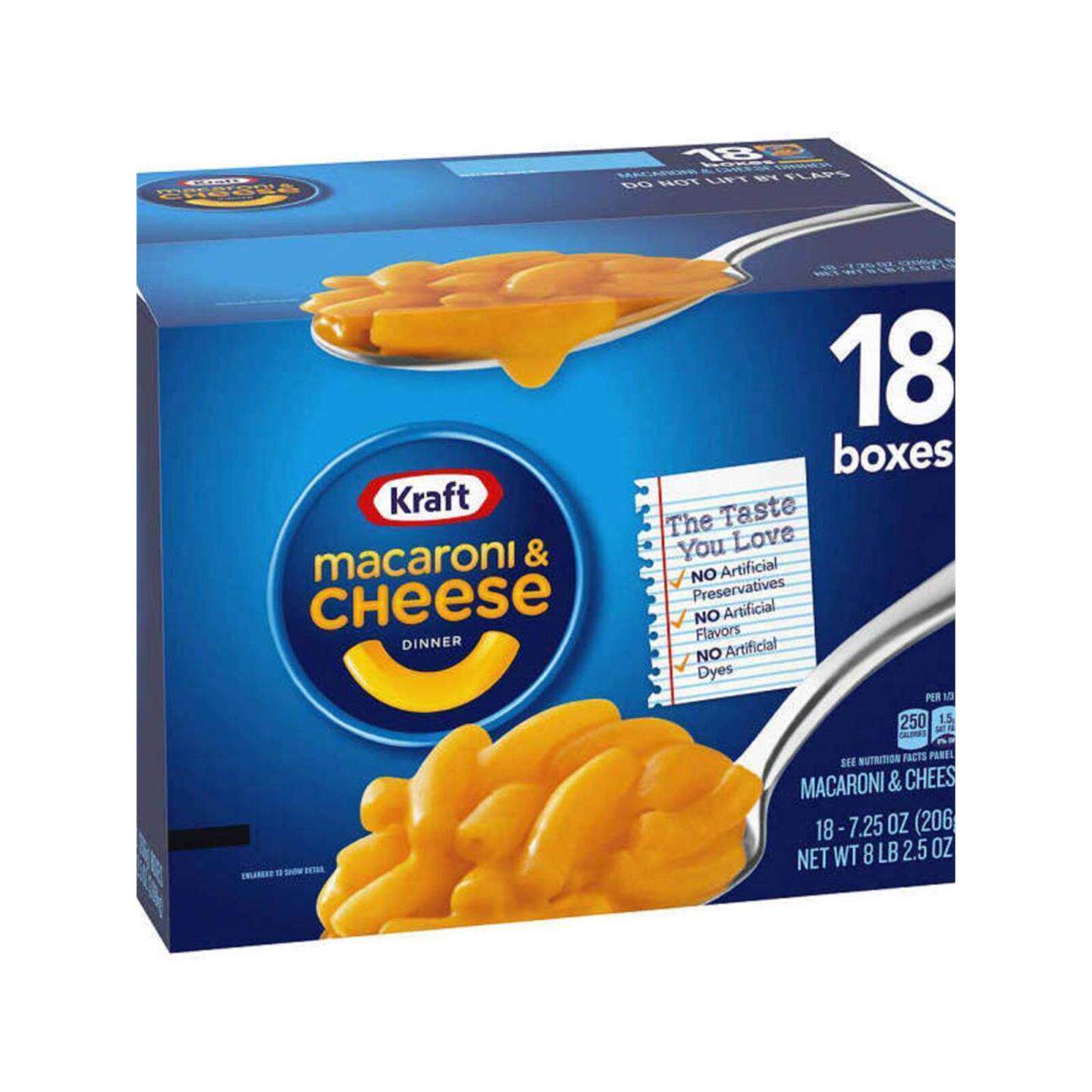 美国Kraft Macaroni Chese卡夫奶酪芝士通心粉206g*18盒意大利面
