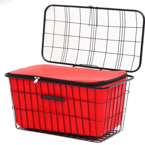 现货速发可c携式筐子置物车载44后电动脚踏车收w纳框电动车车篮车