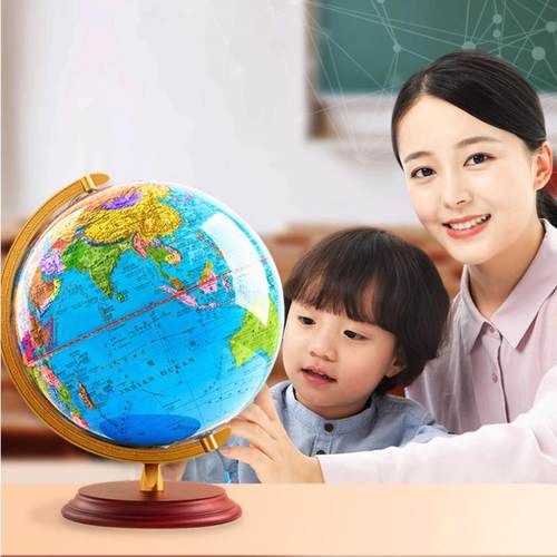 智能ar地球仪双语儿童小中高生教学充电金属木质底座英文32cm大号