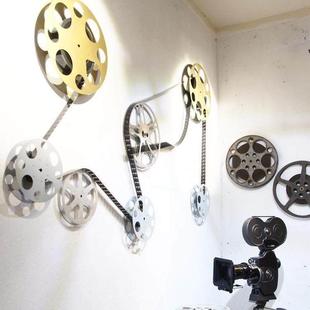 覆古老电影底片35毫米70mm16mm胶卷电影底片夹圆盘轮子片盘摆件
