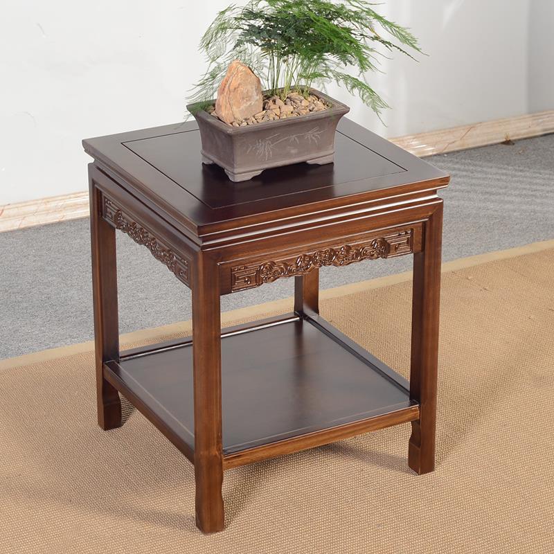 纯实木沙发边几角几侧边柜中式正小方桌茶几茶桌台鱼缸架花架盆景