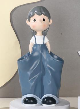 高级感可爱插花笔筒玄关办公室桌面摆件创意实用生日礼物女孩轻奢