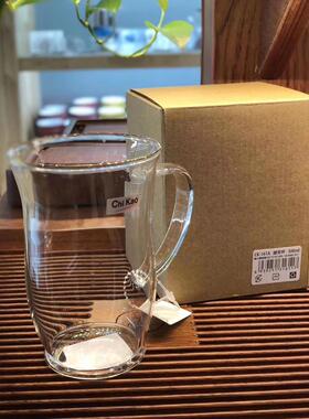 Chikao奇高CK161A绿茶杯高硼硅耐热玻璃带把手加厚茶楼泡茶办公杯