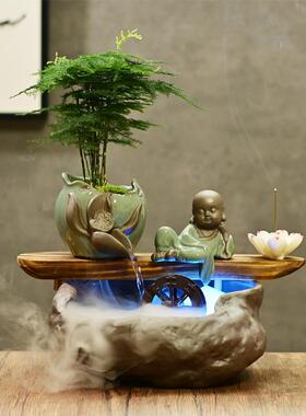 禅意家居流水风水轮招财摆件客厅茶桌装饰品财源滚滚喷泉创意礼品