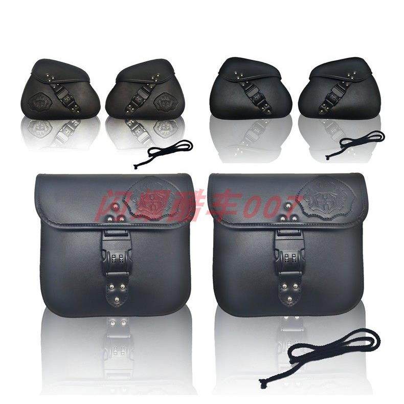 复古摩托车通用改装防盗密码锁边包电动车挂包侧边挎包马鞍包防水