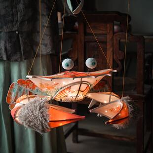 王的手创 2025新款螃蟹灯手工diy材料包灯笼竹编花灯古风中式手提