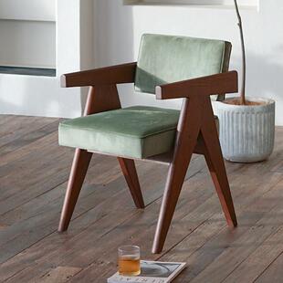 木纳家具昌迪加尔椅子缅甸柚木实木扶手靠背休闲椅餐椅北欧侘寂风