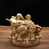 纯铜黄铜新款 上市简约现代金蟾摆件家居客厅玻璃罩店铺开业礼品