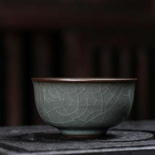 净隐青瓷品茗杯单杯主人杯手工铁胎冰裂可养陶瓷功夫茶具茶杯家用