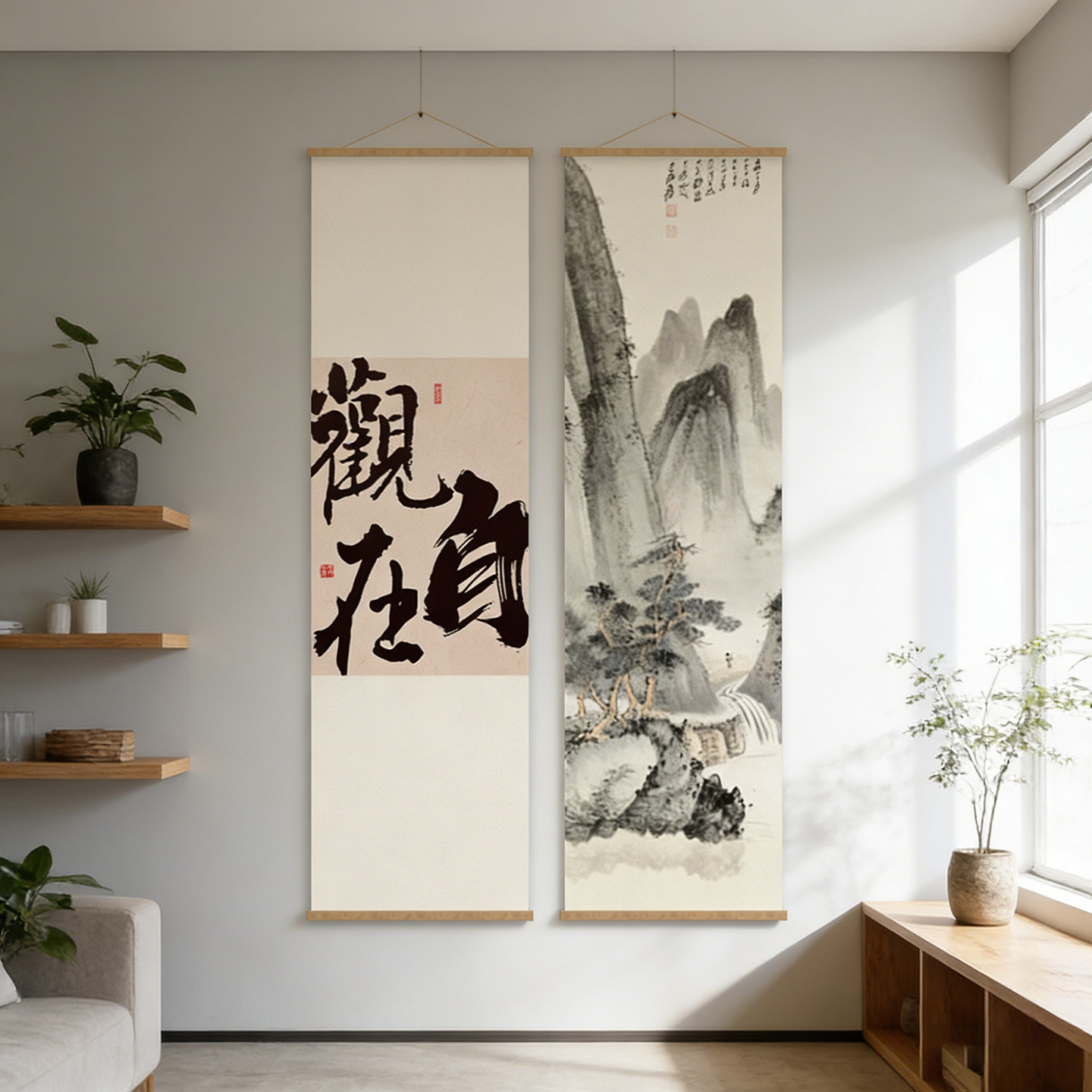 新款高档中式宋氏美学软装挂画隔断垂挂帘屏风风水遮挡客厅茶室