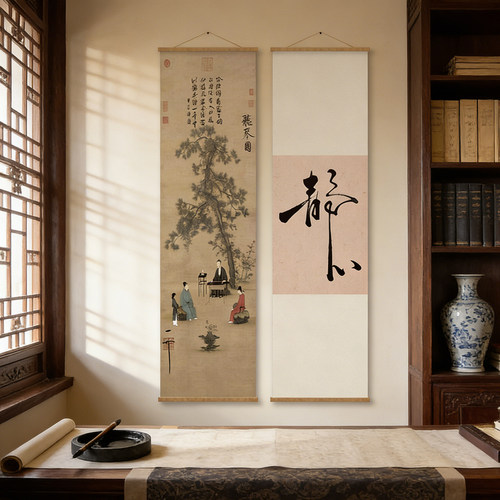 宋氏美学玄关走廊国风隔断挂画新中式茶室书房古典意境高级装饰画