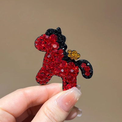 韩版新年满钻元宝小马发夹