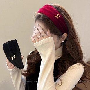 千金氛围感 洋气外出百搭压发头箍高颅顶 丝绒宽边发箍女秋冬时尚