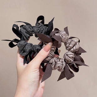 韩系小众手工编织蝴蝶结发圈女气质头绳扎头发马尾丸子头高端发饰