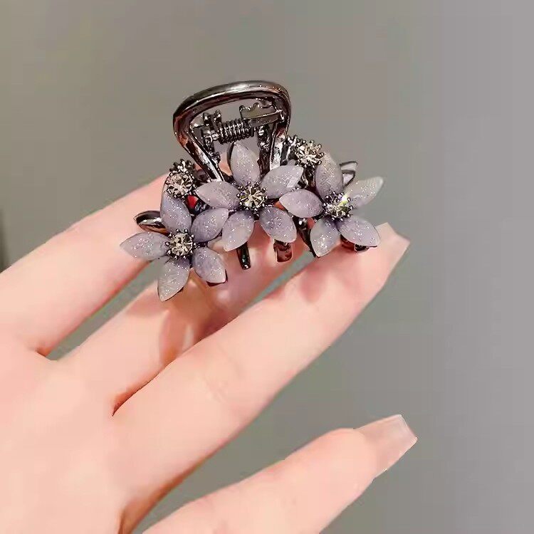 水钻琉璃花朵枪黑发夹高级感发饰