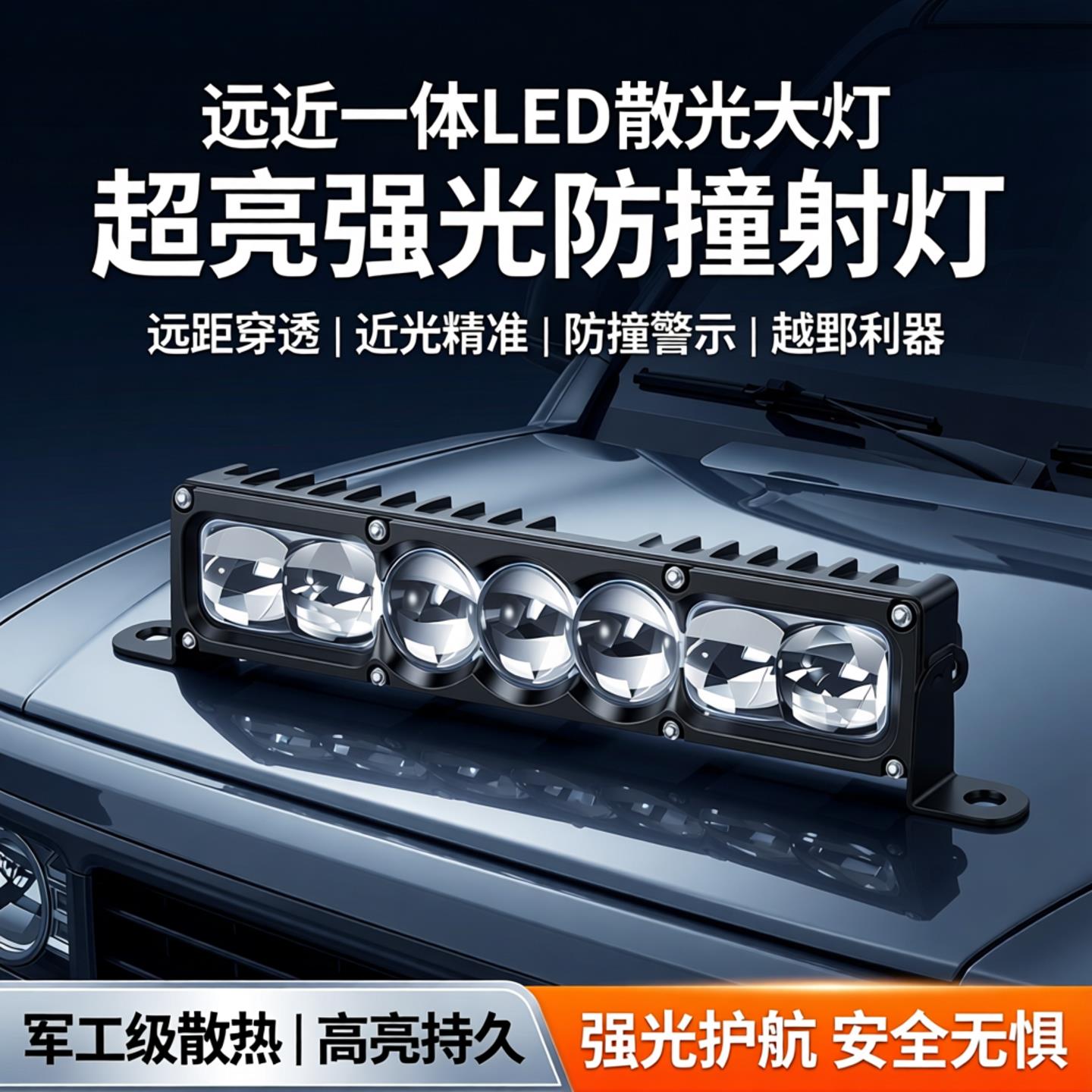 远近一体LED激光大灯中网货车摩托车车顶汽车超亮强光防撞射灯